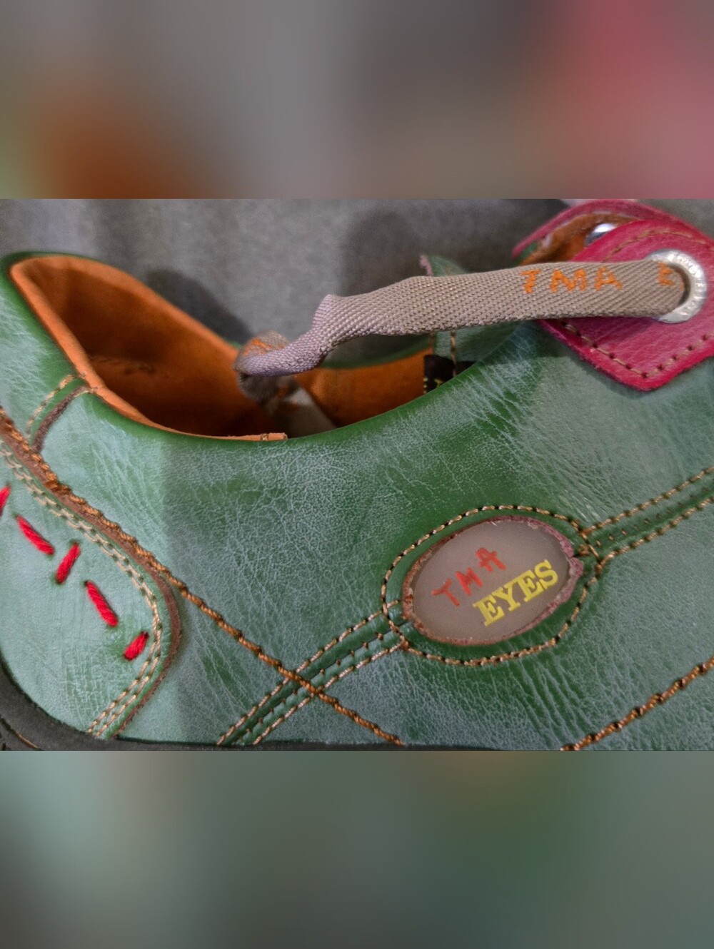 TMA Eyes Green Leather Comfort Shoes EU 40 US 9 Lace Up Hand Stitched Walking - Picture 7 of 8